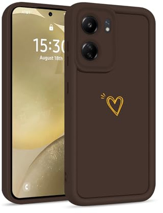 ChoosEU Hülle für Xiaomi Redmi 13C / Redmi 13 C/Poco C65 Dünn Silikon Handyhülle mit Liebesherz Love Muster Motiv für Mädchen Frauen Stoßfeste Kratzfeste Weich Case Griffige Schutzhülle - Grau Braun