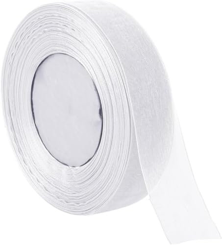 Schleifenband Hochzeit, 45 m X 25 mm Geschenkband Weiss, Organzaband, Geschenkband Hochzeit, Schleifenband Weiss, für DIY Geburtstag Geschenke, Hochzeitsdekoration, Deko Band Geschenkverpackung