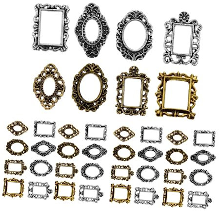 CANIGHT 40pcs Vintage Metal Nail Art Photo Frame Landscape Photo Frame Nail Art Decor