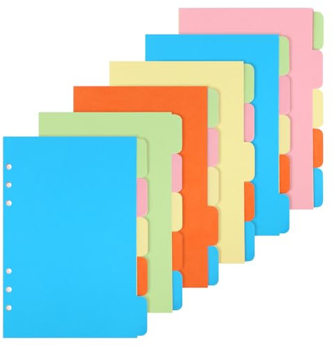 30 Blätter / 6 Sets A5 Ordner Trennblätter, 5 Farbige Trennblätter A5 6 Löcher, 21x15cm Ordner Register, Register A5 für Ringbuch, Planer, Notizbuch