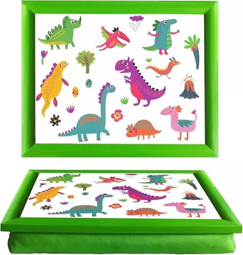 Dinosaur Themed Lap Tray Soft Bean Bag Cushion Kids Learning Board Children Gift, Art Writing, Drawing, Bed Sofa Side Perfect For Food Breakfast, Dinner, Camping Caravan, Kids Tray