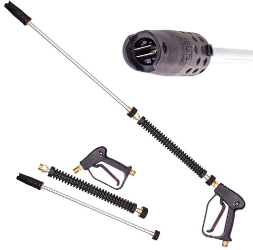 Hochdruckpistole M22x1,5 AG Lanze Einstellbare Düse kompatibel mit Kärcher HD HDS Kränzle Hochdruckreiniger Strahlrohr