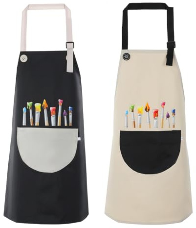 FdcZeyxior 2er-Pack Malschürze Kinder Zum Malen, Verstellbare Wasserdichte Gartenschürze Niedliche Jungen Mädchen Malerschürze Kochschürze Kinder Mit Taschen Für Malen Kochen Backen