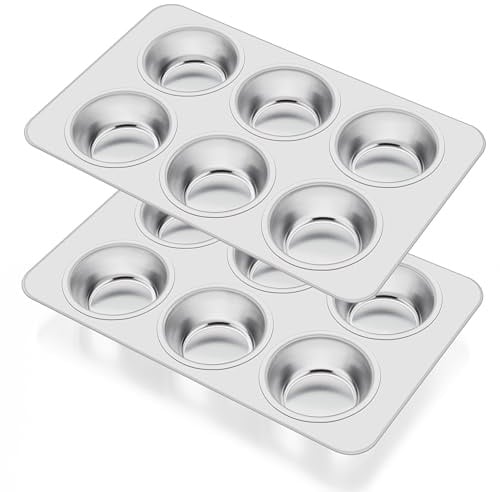 Herogo Molde para magdalenas, 2 unidades, acero inoxidable, para 12 magdalenas, 29 x 18 x 3 cm