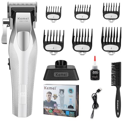 KEMEI 1798 Professioneller Haarschneider für Männer | 9100 U/min kabelloser, mit Vollmetallgehäuse, 3000 mAh Haarschneider mit LED-Anzeige, Keramik- und DLC-Klingen