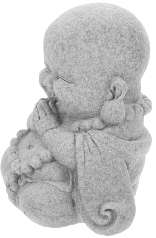 BAZEITFLOW Kleine Buddha Figur Vintage Stil aus Stabilem Material mit Sockel Aquarium und Gartendekoration für Tisch und Innenbereich