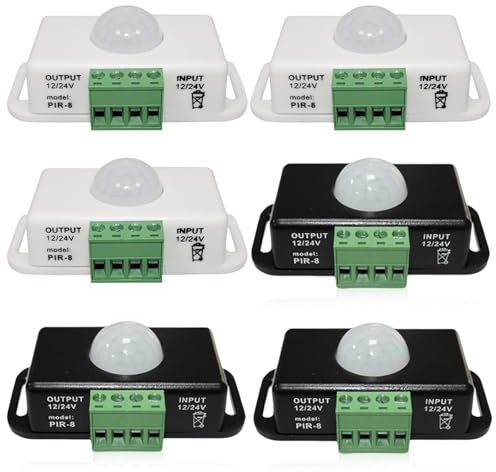 6 sensores infrarrojos PIR, CC 12 V 24 V, interruptor de sensor de movimiento automático, para tiras LED