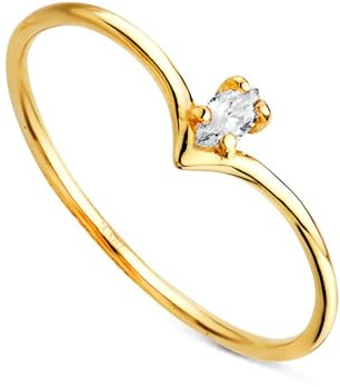 Inmaculada Romero IR Bague Bague en or jaune 18 carats sertie d'un diamant de laboratoire taille marquise de 0,067 carat (G-VS2). Largeur : 5 mm.