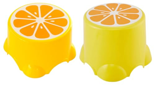 ifundom 2 Stück Kinderhocker Kunststoff mit Zitronen Motiv Stabiler Sitzhocker für Kindergarten und Grundschule rutschfest und Langlebig Farbenfroher Fußhocker für Zuhause und Camping