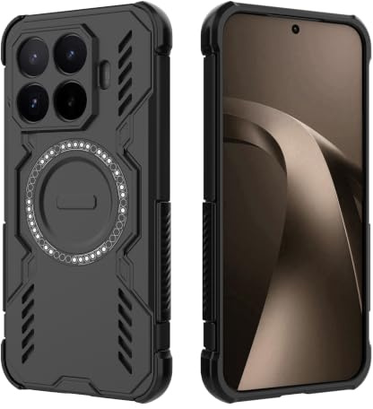 ESHUYI Magnetische Hülle für Xiaomi 17T Pro, MagSafe-kompatibel, Stoßfestes Hardcase mit Luftkissen-Ecken, Wärmeableitung, TPU+PC Hybrid Handyhülle, Schwarz