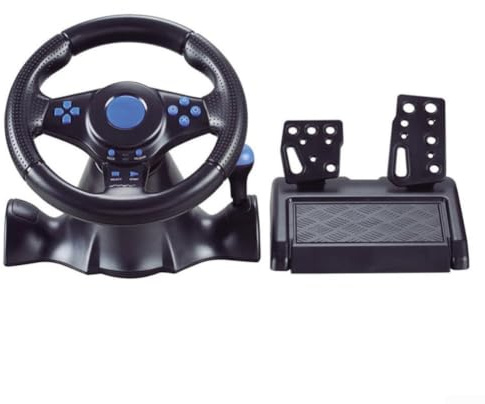 Volante de carreras con motor de vibración para Switch para Xbox 360, PS4, PS3 y PC, consola de juegos, material ABS negro, diseño ergonómico, conexión USB, tamaño compacto, 27 cm (3 en 1)