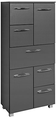 Held Möbel Portofino Midischrank 60, Holzwerkstoff, Graphitgrau, 35 x 60 x 134 cm
