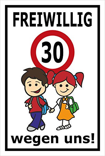 Melis Folienwerkstatt S00040-012-A - Cartello adesivo con scritta Freiwilllig 30 km/h