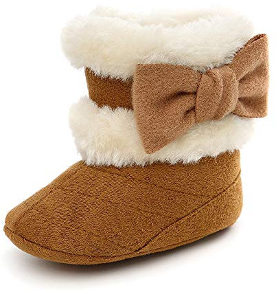 LACOFIA Stivaletti Invernali per neonata con Antiscivolo Morbida Suola Scarpe Primi Passi in Pile Caldo per Bambina Khaki 3-6 Mesi