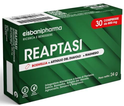CISBANI PHARMA Reaptasi Integratore Articolazioni con Artiglio del Diavolo | Favorisce la Funzionalità Articolare, con Boswellia e Partenio, Ideale per gli Stati di Tensione Localizzati – 30 Compresse