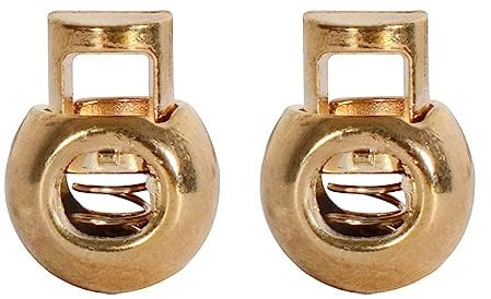 Trimming Shop Metal Spring Loaded Cord Lock Stop Toggle Fastener for Luggage, Clothing, DIY Projects, Lanyard, Backpack, Sportswear, Jackets, Shoelaces (Gold, 2pcs)
