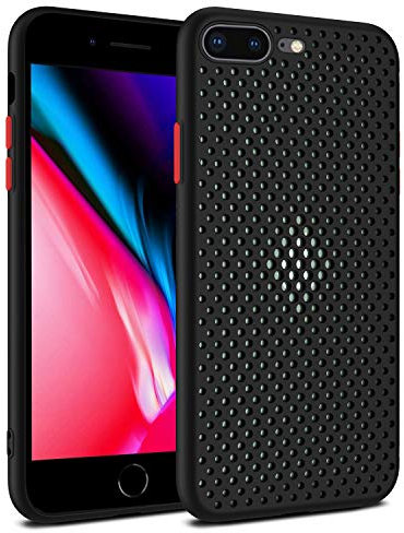 Rdyi6ba8 Cover per iPhone 7 Plus, Fotocamera Protezione Completa Ultra Leggero Morbido Silicone TPU Traspirante Mesh Design Protettiva Case per iPhone 8 Plus - Nero