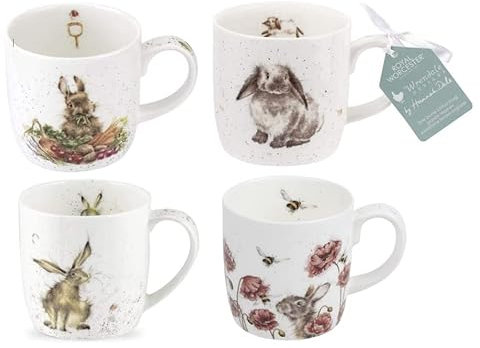 Wrendale Designs Royal Worcester Mug Collection Hares and Rabbits Set of 4