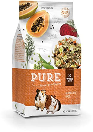 Witte Molen Pure Guinea Pig Food Mixture Papaya & Peas Dry, Mixture of hay, Fruits and Vegetables enriched with Vitamin C Promotes Digestion (Abyssinian, American, Coronet, Peruvian)