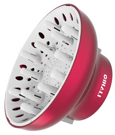 GIHALI difusor Universal para secadores de pelo con boquilla de diámetro 4,4-6,6 cm, Hair holding fuerte, para pelo rizado u ondulado, para rizos sin frizz (Rosa Intenso)