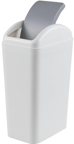 Dehouse 10 L Trash Can with Swing-top Lid, Plastic Swing Lid Garbage Bin, Grey