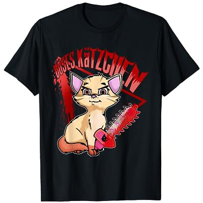 Böses Kätzchen Kettensäge Lustiges Merch T-Shirt