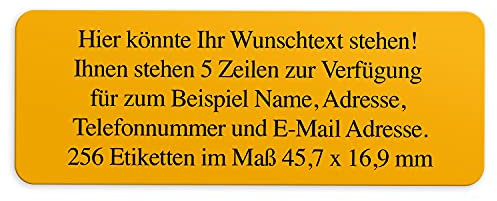 Adress-Aufkleber | PERSONALISIERT | 256 Stück | kleine Etiketten mit Wunsch-Text - Motiv Farbe Orange 2 | für Namen und Adressen