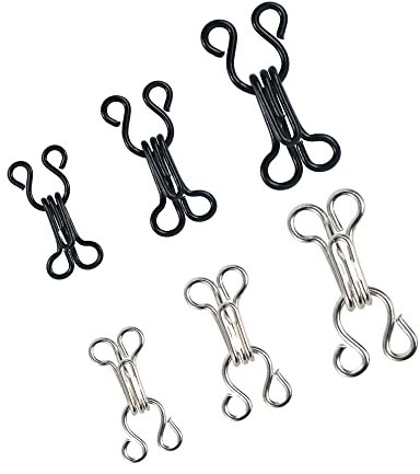 Umichen 90 Pairs Sewing Hooks and Eyes Closure for Bra Clothing Trousers Skirt Jackets Fasteners Sewing DIY Craft,3 Sizes(Black and Silver)