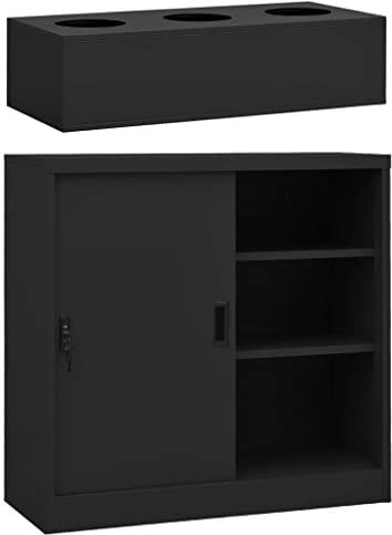 vidaXL Schrank mit Schiebetüren Pflanzkasten Blumenkasten Büroschrank Aktenschrank Metallschrank Stahlschrank Lagerschrank Anthrazit Stahl