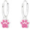 Laimons Kinder Mädchen-Ohrringe Creole Ohrhänger Hundepfote 7 mm Glanz mit Glitzer aus Sterling Silber 925 (Rosa)