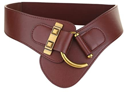 Diyafas Breiter Gürtel für Damen Leder Taillengürtel Elastischer Gürtel für Kleider Mäntel