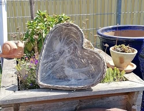 AKTION !! Pflanzkorb in Herzform Breite ca. 31 cm und ca.10 cm hoch aus Seegras-Naturprodukt, kein Plastik !! Handarbeit Schale Weidenkorb Pflanzgefäß Blumentopf Natur Deko Garten Grab Trauer Liebe