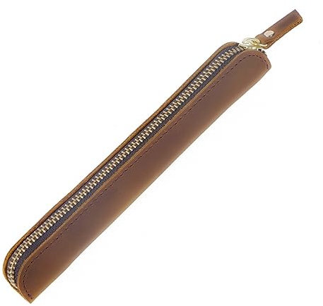 Leder-Federmäppchen Stiftetui aus Leder Retro-Stiftschutzhülle tragbare Stifthülle mit Reißverschluss Soft Pen Schutzhüllenabdeckung für Stifte Füllfederhalter Bleistifte