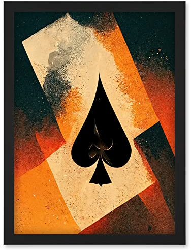 Doppelganger33 LTD Ace Of Spades Card Casino Poker Abstract Artwork Framed Wall Art Print A4