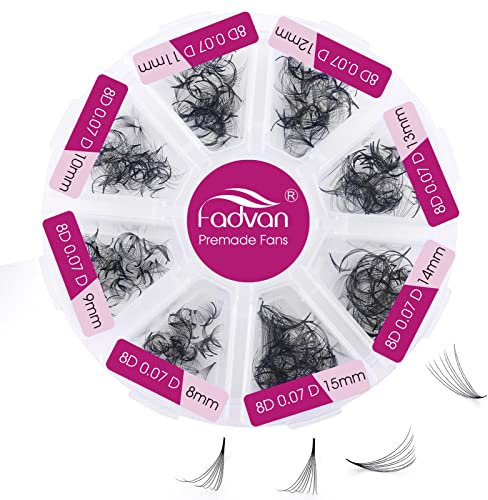 Estensione delle Ciglia Volume Russo Promade| 500Pcs 10D 0.07mm C Curl 8-15m Mixed| Ciglia Finte Ciuffi Professionale Premade Fans Bouquet Lashes FADVAN