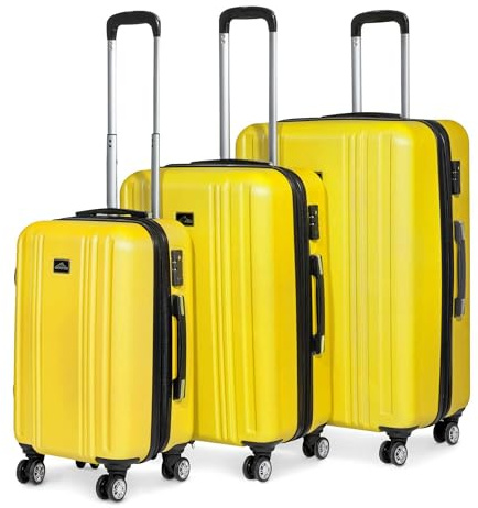 Dellonda Suitcase Set 3-Piece Lightweight Hard Shell Luggage with TSA Lock - 20, 24, 28 - Yellow