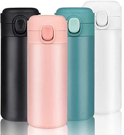 YINJAM 350ml Travel Mug Reusable Coffee Cup Insulated Thermal Mug Stainless Steel Leakproof Flask Tumbler for Hot Cold Drinks (Pink)