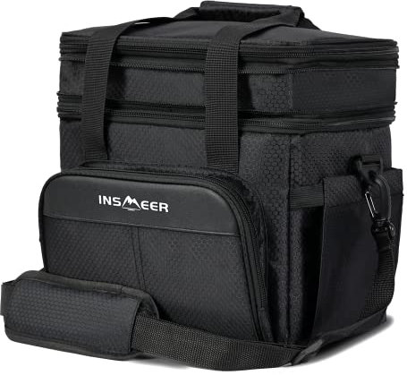INSMEER 20L Insulated Lunch Bag, 2 Layers Foladable & Expandable Lunch Bag for Men Women, Reusable Leakproof Large Lunch Box Thermal Bag for Travel, Camping, Work, Beach & Hiking