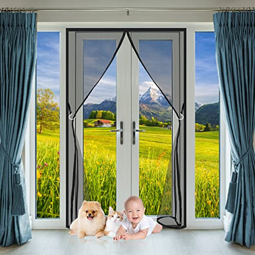 Zanzariera Magnetica per Porte 65 x 230 cm, Tenda Zanzariera Porta Ingresso Cortile, Chiusura Automatica Zanzariere Scorrevoli per porte da balcone, cantine, terrazze, Nero