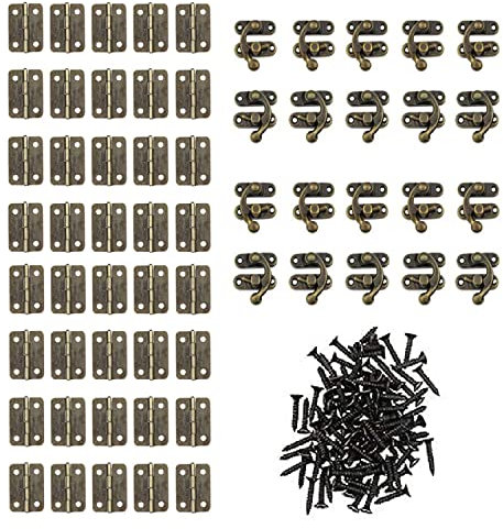 20 Pièces Loquets à Crochet, Métal Charnière, Loquet Crochet Bronze, 40 Pièces Charnière, Avec Des Vis, Pour Artisanat Rétro, Tels Que Des Boîtes En Bois Rétro, Coffrets Cadeaux