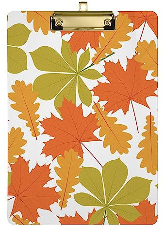 Porte-bloc transparent avec feuilles d'automne en châtaignier et chêne érable
