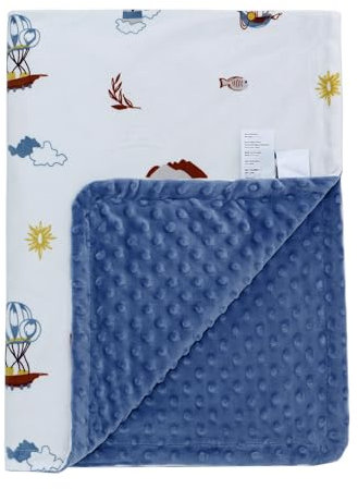 LAT Babydecke Kinderdecke mit Minky - Kuscheldecke Baby Krabbeldecke Kinderwagen Decke Unisex Baby Decke für Neugeborene Kinder, Babydecke Frühling Sommer 100 x 75cm (Castle)