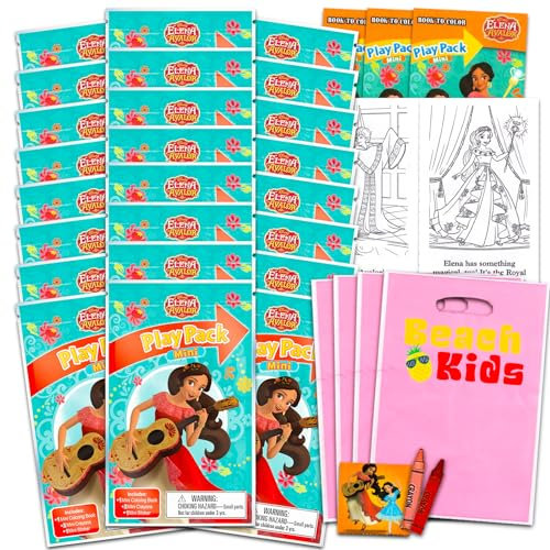 Disney Elena of Avalor Mini-Partygeschenk-Set für Kinder, Set mit 24 Mini-Spielpackungen von Elena von Avalor, Grab n Go mit Malvorlagen, Aufklebern und mehr (Elena of Avalor Geburtstagspartyzubehör)