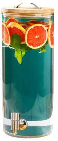 LYXXW Getränkespender aus Glas, Auslaufsicherer Glas-Getränkedispenser Glas-Wein-Fass, Fass-Getränkespender mit Ständer Kühlschrank Wasserbehälter für Party,15L