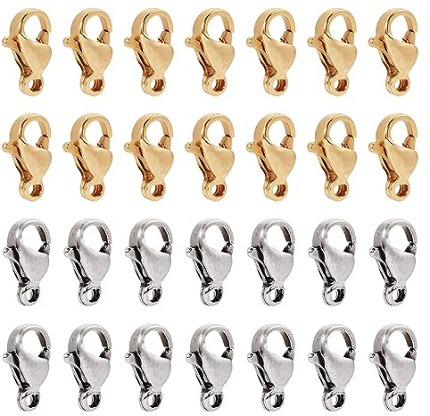 Bestewelry 100 st 9 mm smyckeslås, anslutningssatser, 24K guldpläterade hummerlås, 304 rostfritt stål, hummerlås, för smyckestillverkning, armband, halsband