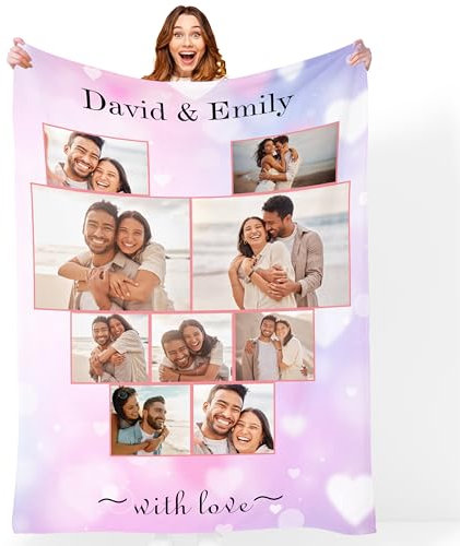 Mraxovid Personalisierte Valentinstagsgeschenke für Sie und Ihn, personalisierte Fotodecke, personalisierte Decken für Erwachsene, individuelle Decke mit Fotogeschenk