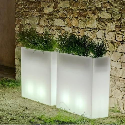 Pot lumineux carré 60 x 70 cm avec lumière LED RVB, câble ou batterie (batterie couleur lumière RVB)