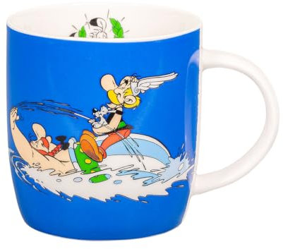 tea4chill Könitz Kaffeetasse Asterix - Schwimmen-Nager. Teetasse 350ml, Porzellan. Design modern, bunt
