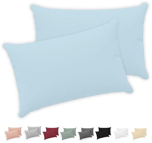 Twinzen® Kissenbezug 40x60 (2er-Set) - 100% Jersey Baumwolle 150 GSM Kissenbezüge - Blau - Für Kissenbezüge 40x60 cm - Kissenhülle - Kissenbezug mit Reißverschluss - Oeko-Tex Zertifiziert