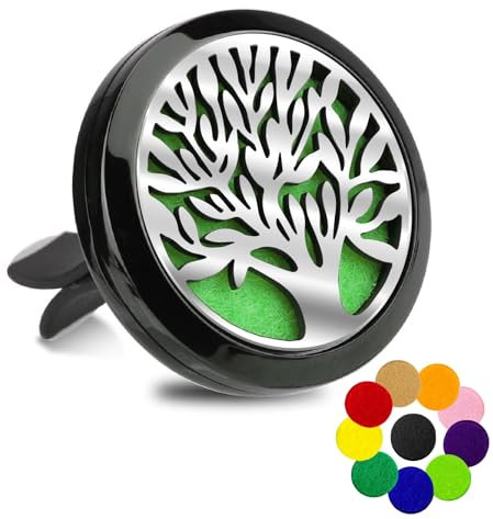 Duftstecker Auto Diffuser Ätherische Ölfaser-Pads - Magnetische Kombination Auto Aroma Diffuser für Auto-Diffusor, Duftstecker Auto mit 10 Stücke Ersatz Filzpad (1 Diffuser, 10 Filzpad, 23mm)
